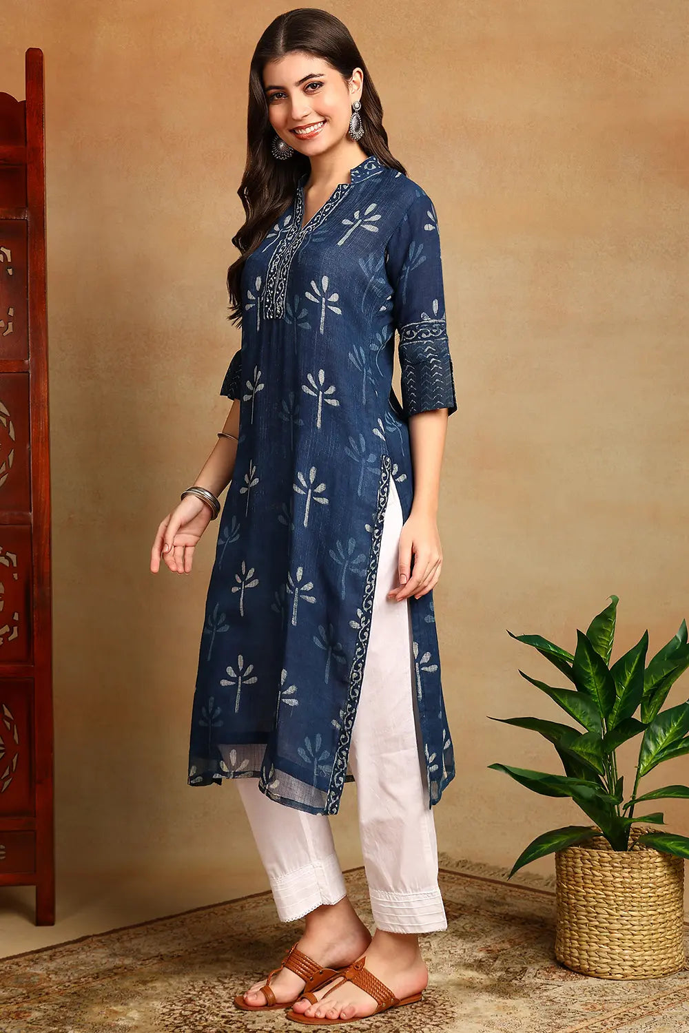 Indigo Blue Kota Doria Kurta