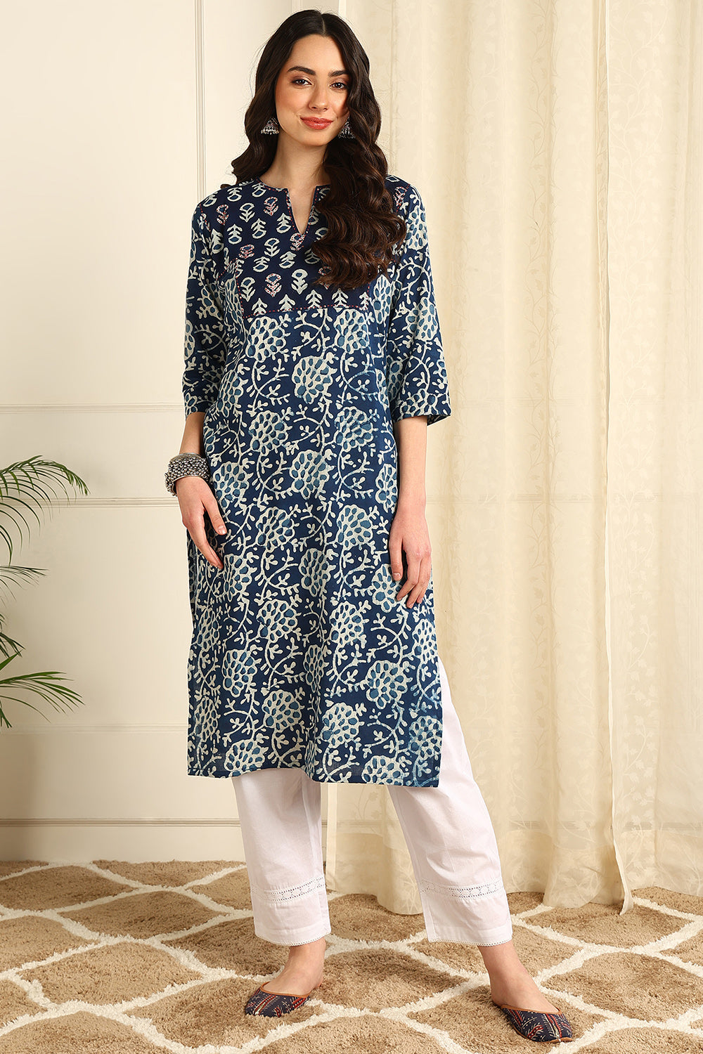 Indigo Blue Straight Bagru Kurta