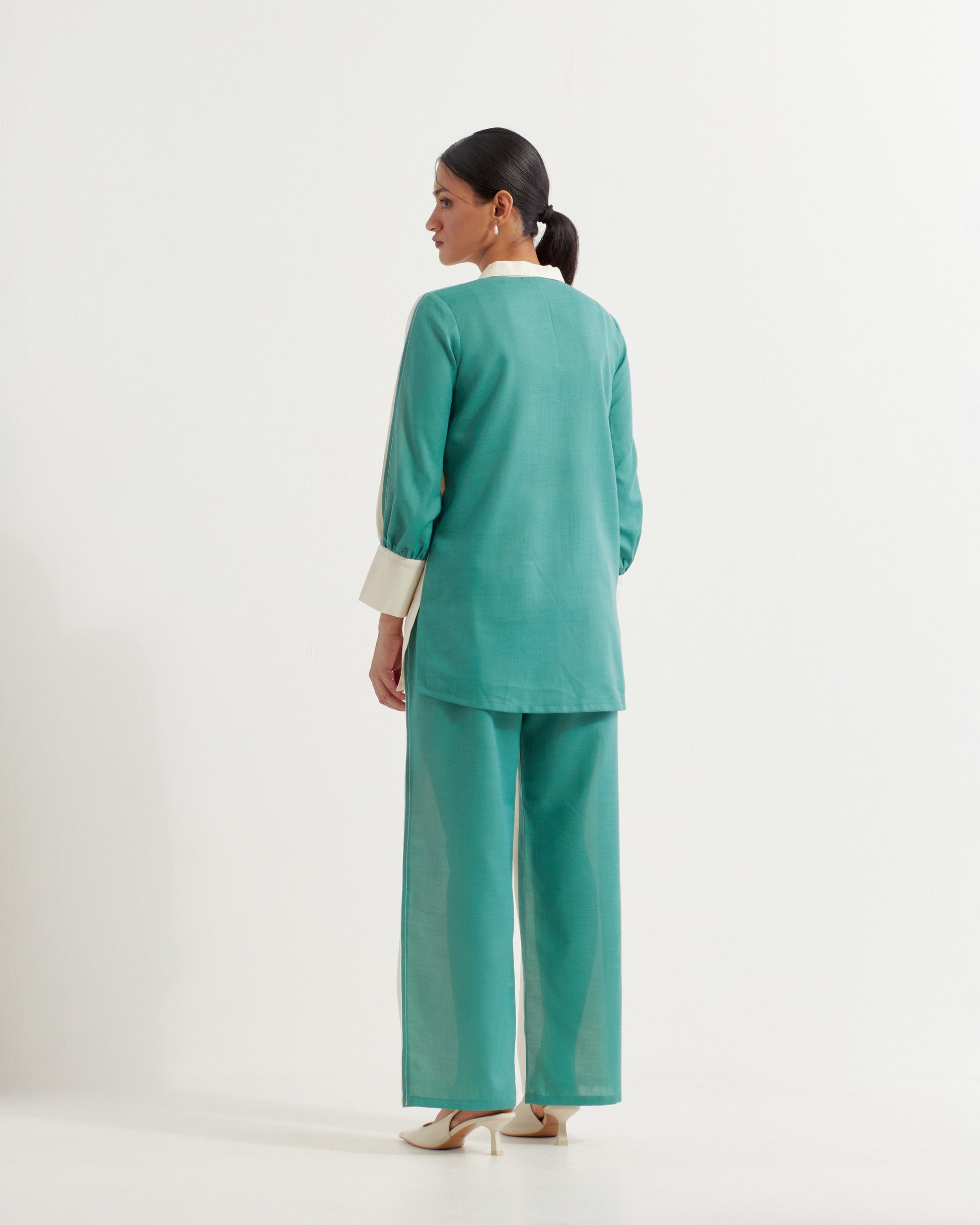 White/Green Caroline Co-ord Set (Set of 2)- IC