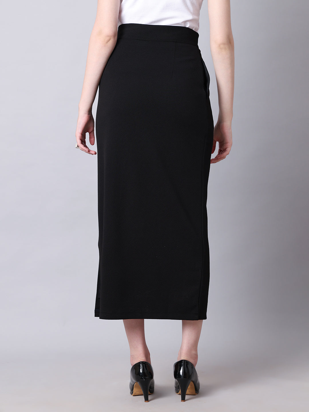 Exude Statement Piece Long Black Skirt with Side Slit