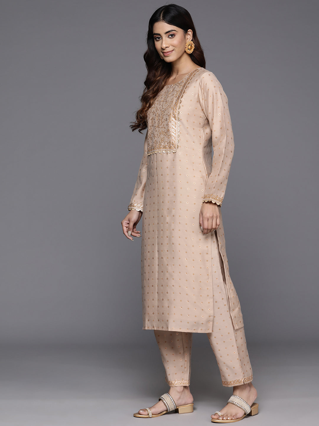 Ethnic Motifs Printed Gotta Patti Kurta with Trousers & Dupatta