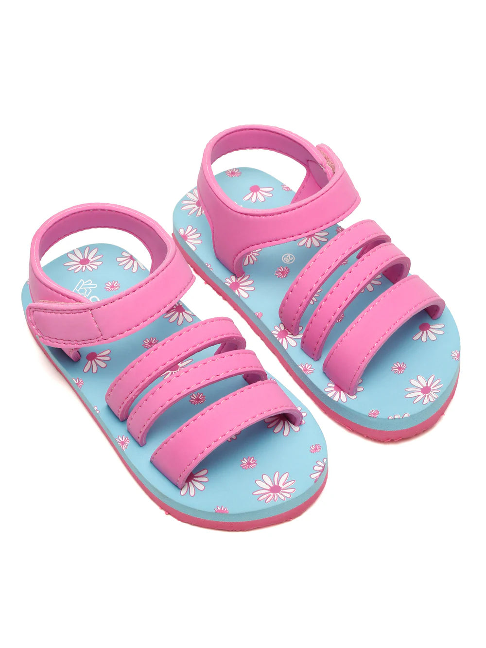 Premium Floral Sandals - Sky Blue & Pink (Girls)