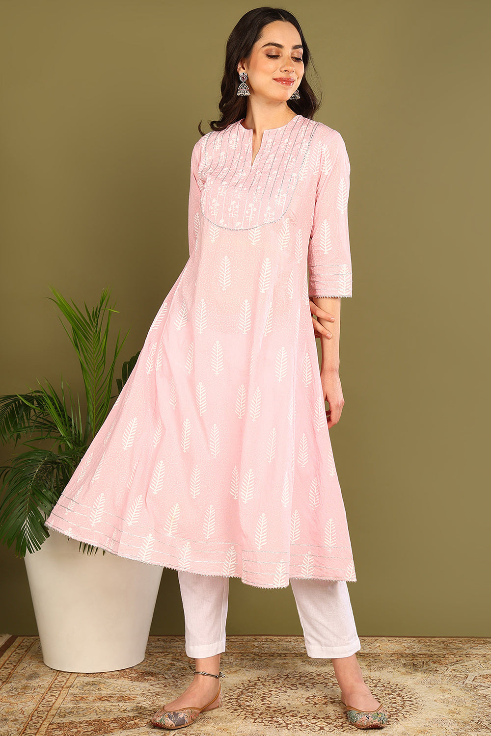 Pink 'A' Line Kurta