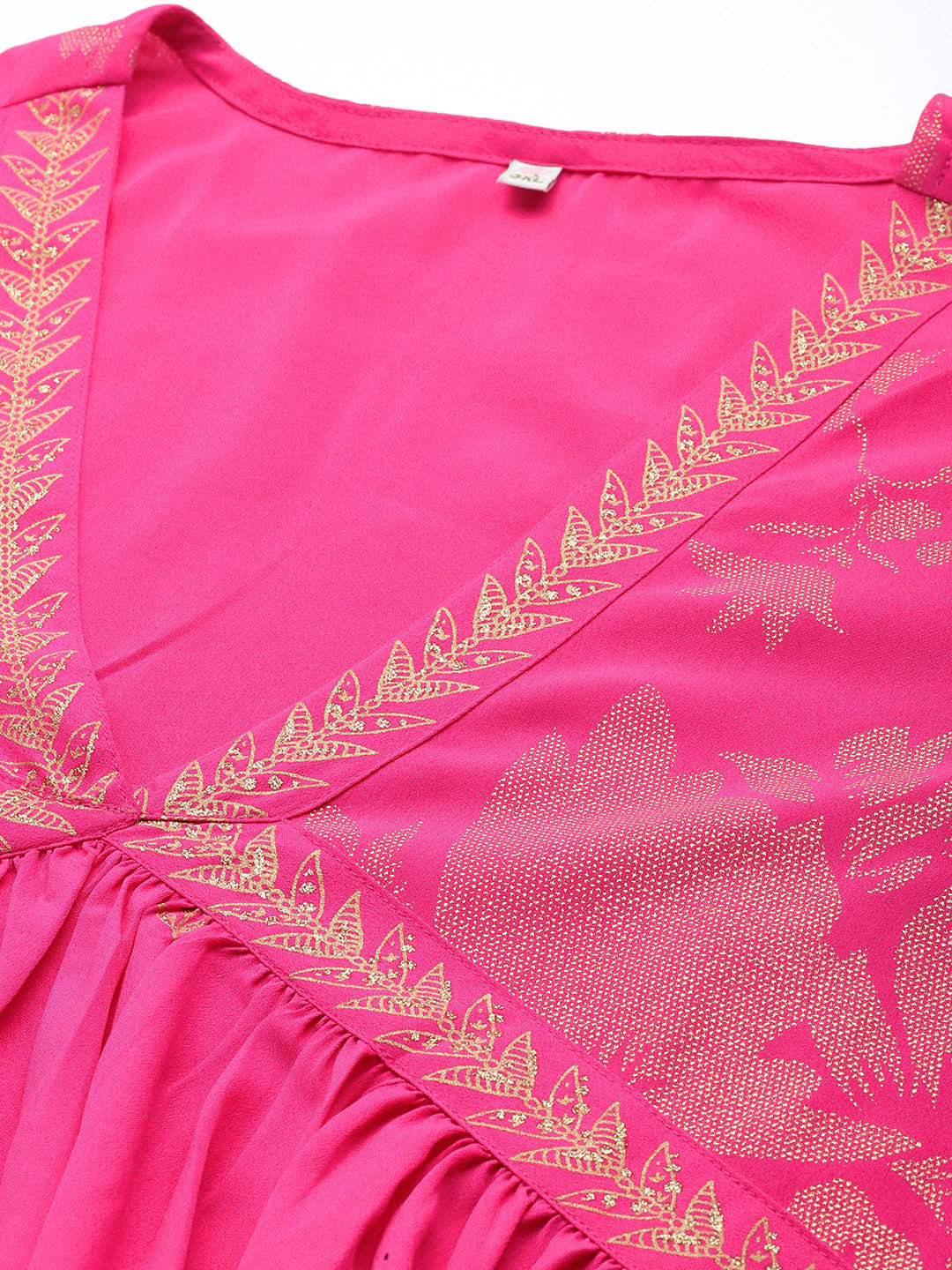 Pink & Gold Plus Size Printed Ethnic Co-Ords