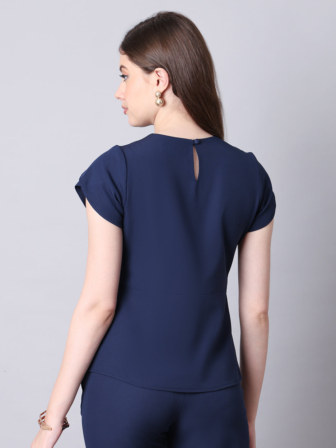 Exude Elysian Essence Asymmetrical Top with Cap Sleeves