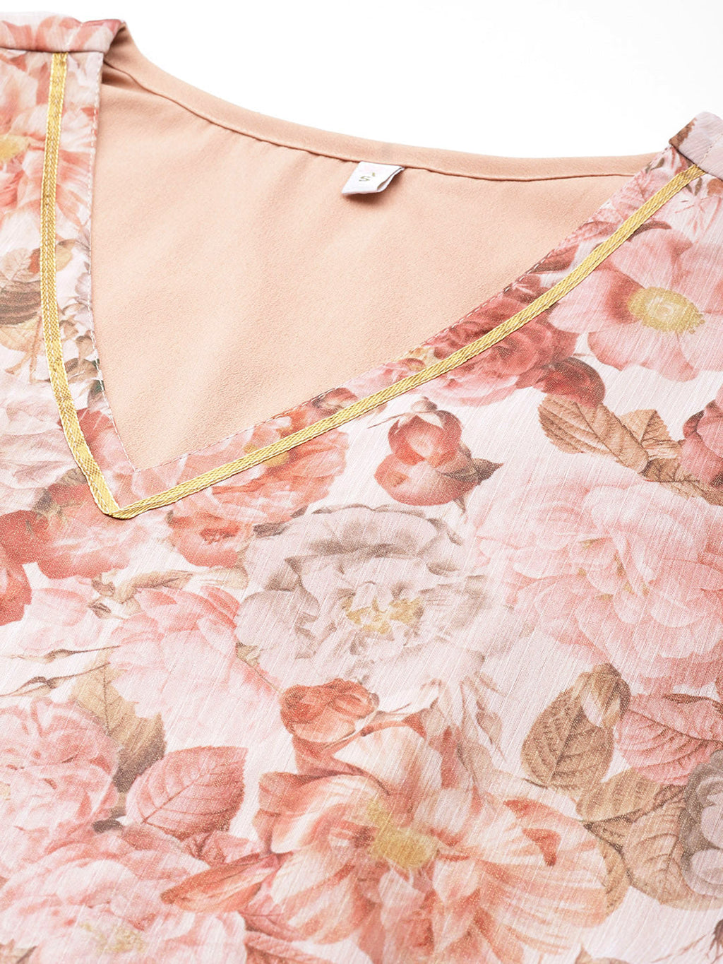 Women Floral Printed Pleated Gotta Patti Kurta with Trousers-AH