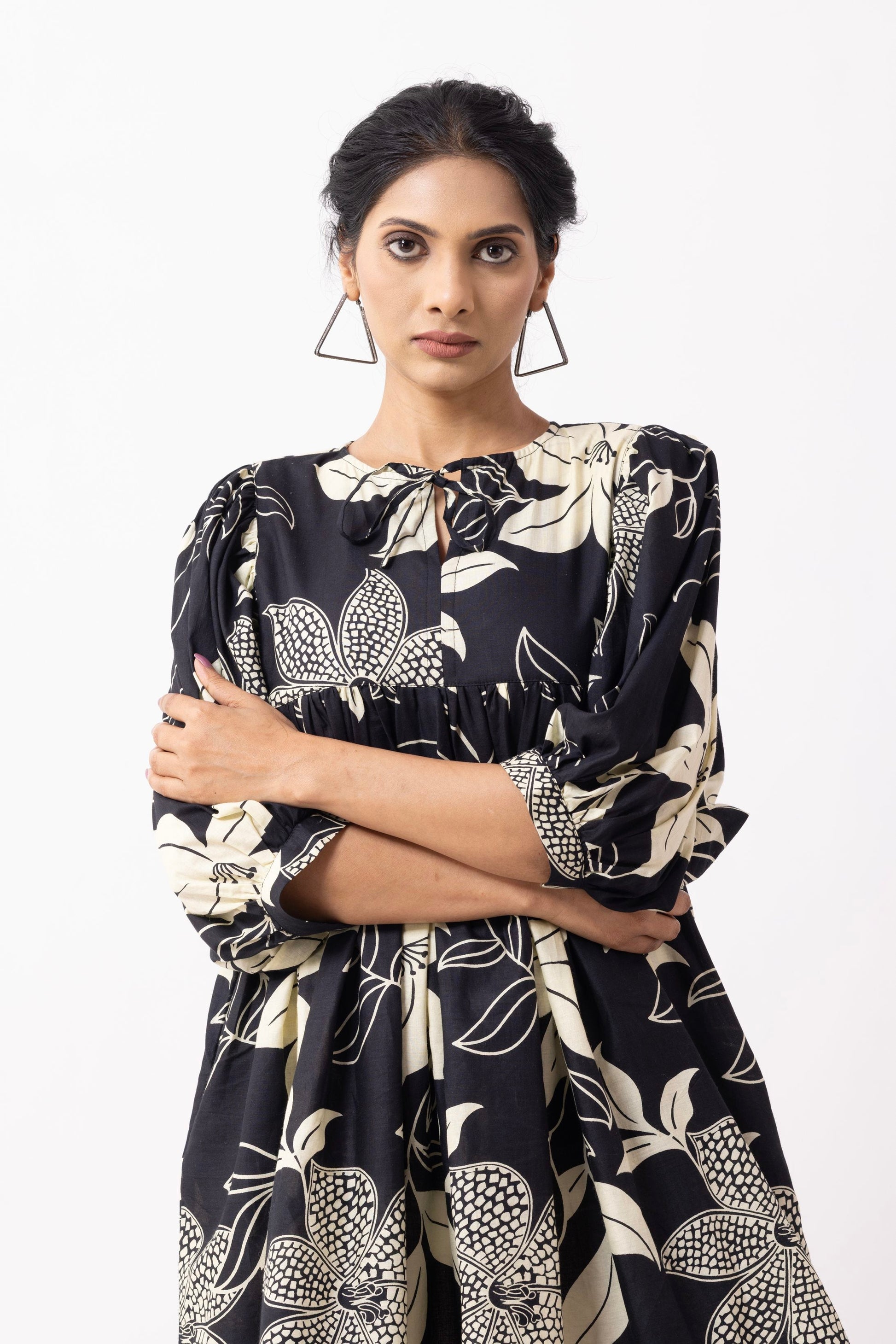 Black Block Printed Tahiti Dress- IC