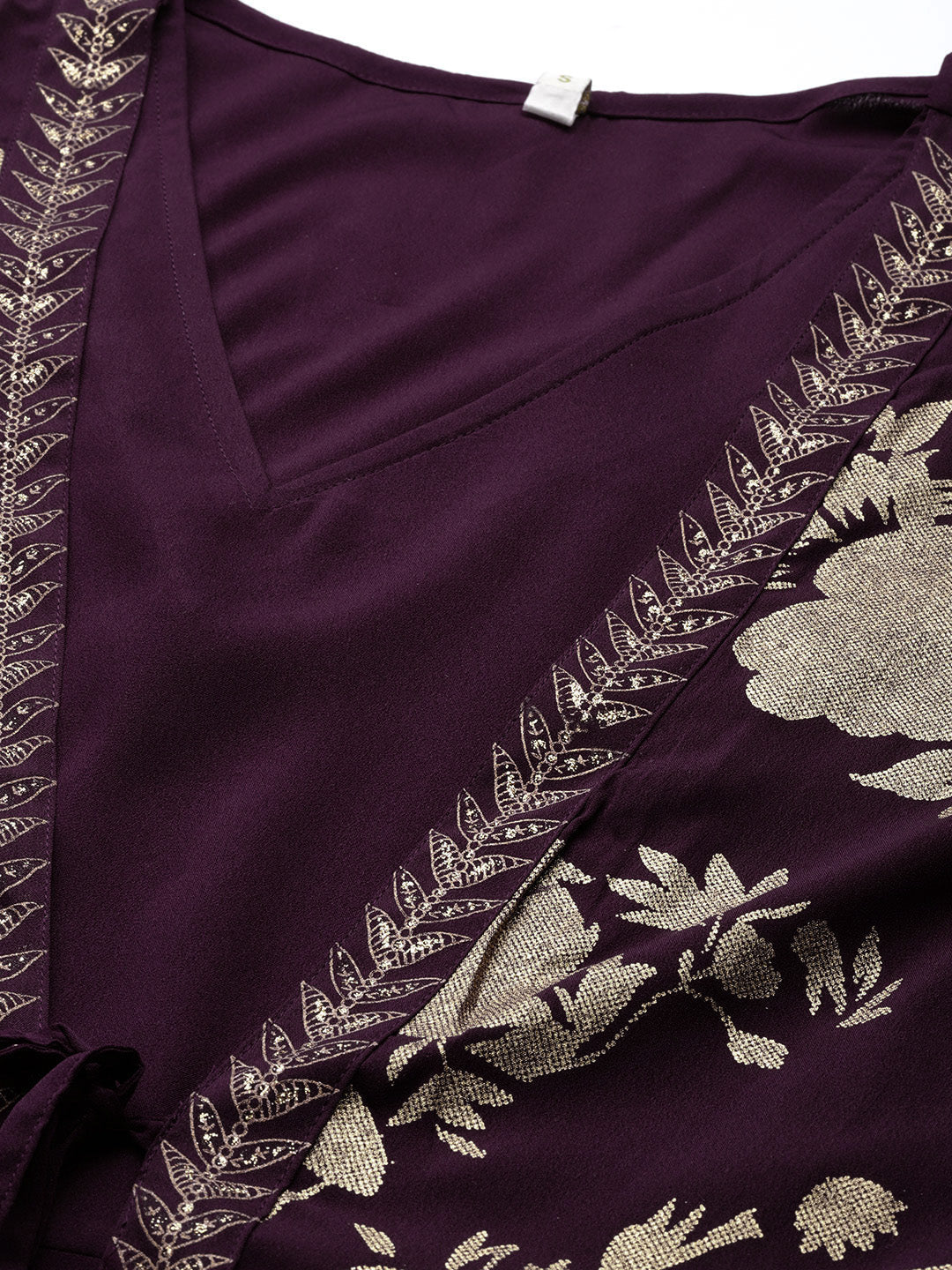 Burgundy Floral Printed Fit & Flare Maxi Ethnic Dress-AH