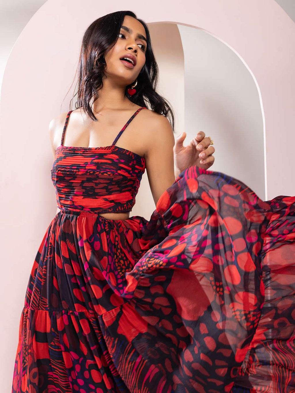 Daze Printed Strappy Maxi Dress