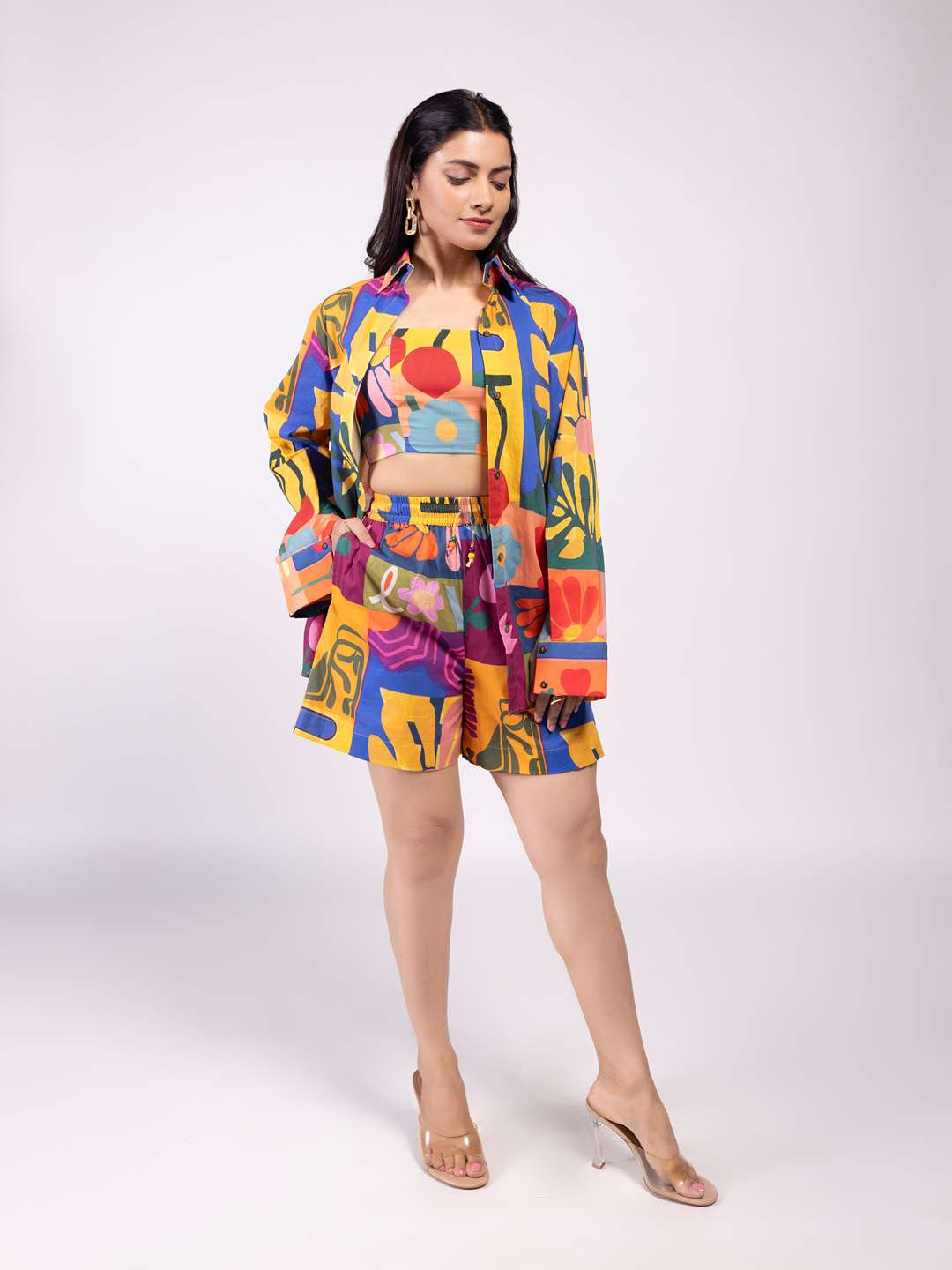 RETRO PRINTED CO-ORD SET (SET OF 3)