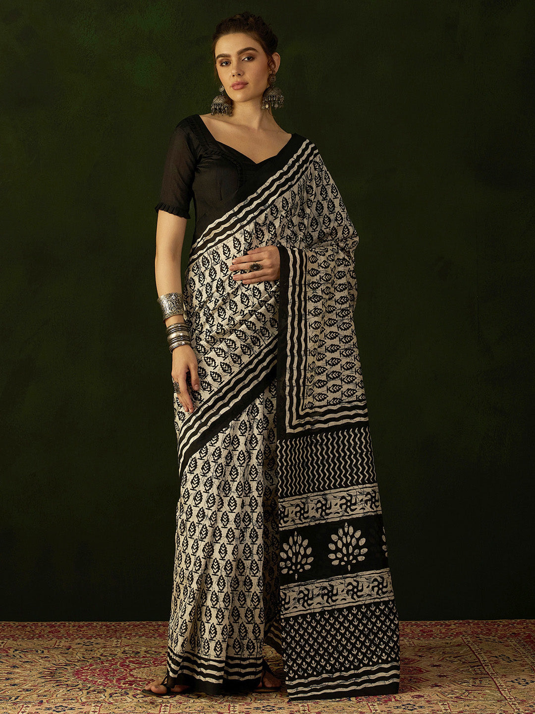 Bhagalpuri Silk Beige Printed Designer Saree With Blouse