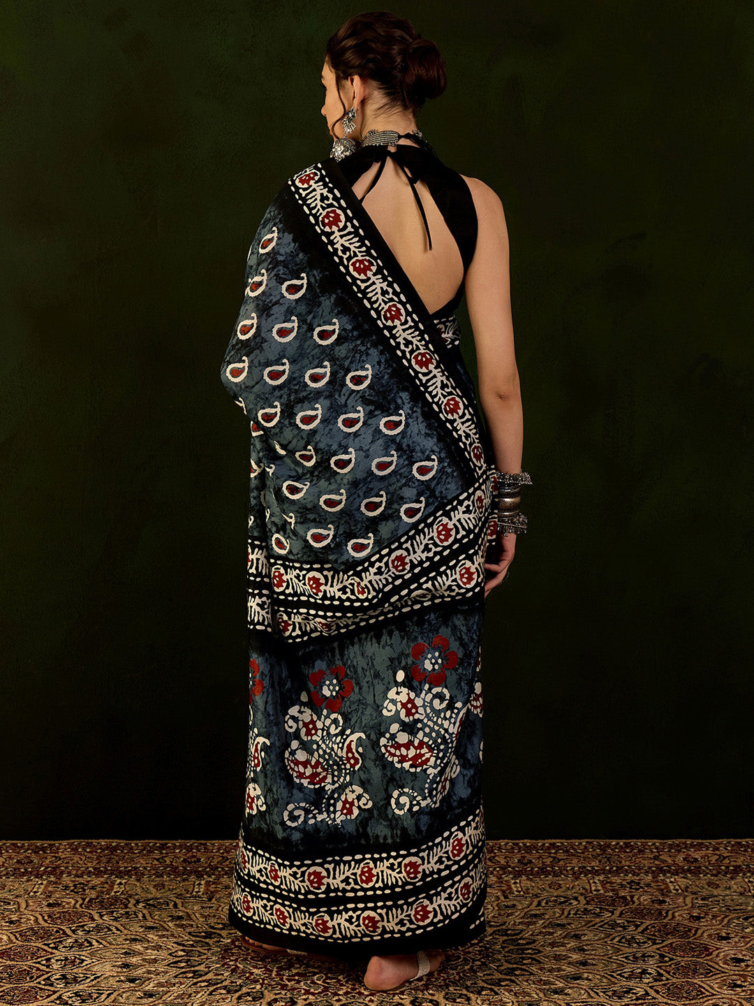 Bhagalpuri Silk Grey Printed Designer Saree With Blouse