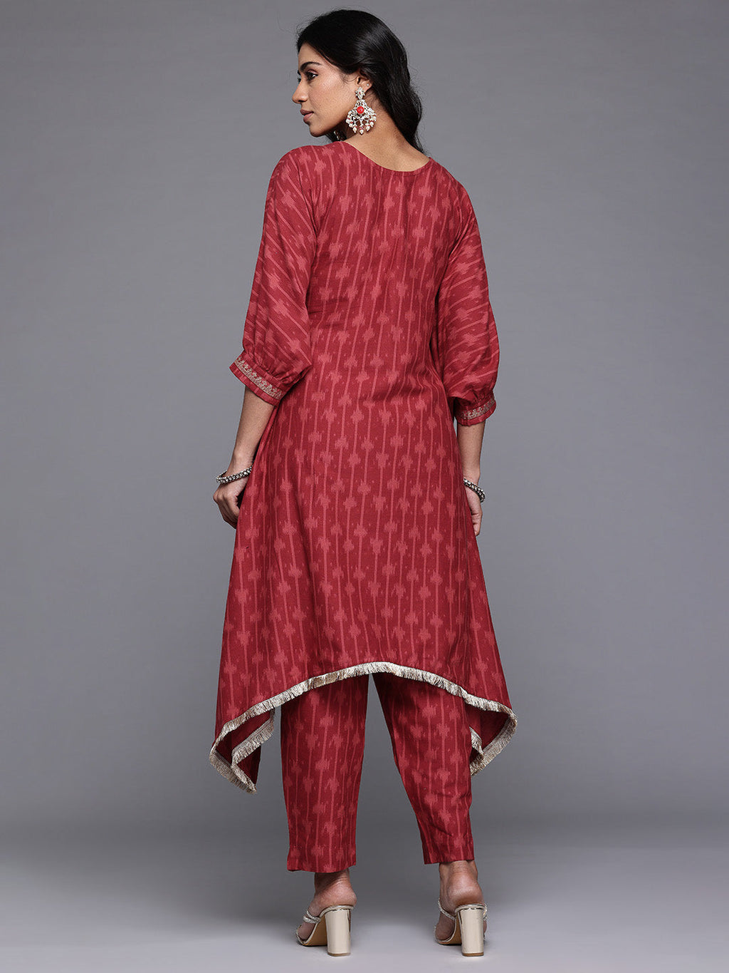 Ahalyaa Women Printed Pure Cotton Kurta with Trousers-AH
