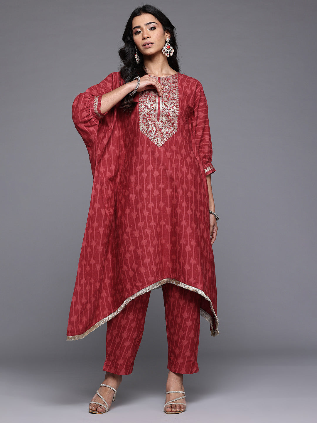 Ahalyaa Women Printed Pure Cotton Kurta with Trousers-AH