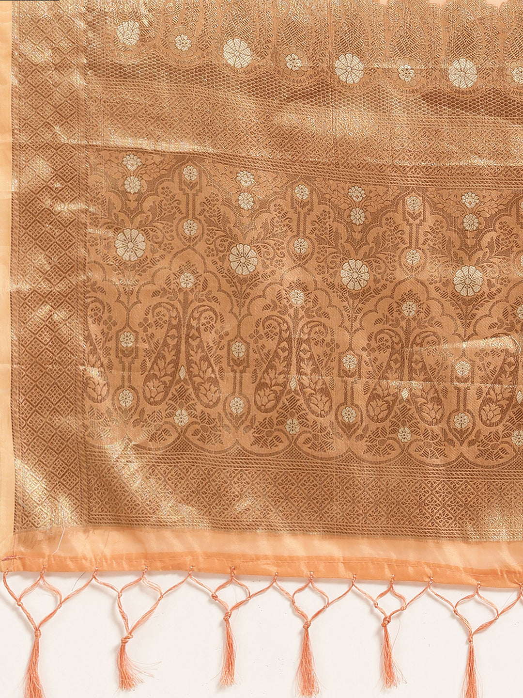 Silk Blend Peach WovenDesign Wovensaree With Blouse Piece