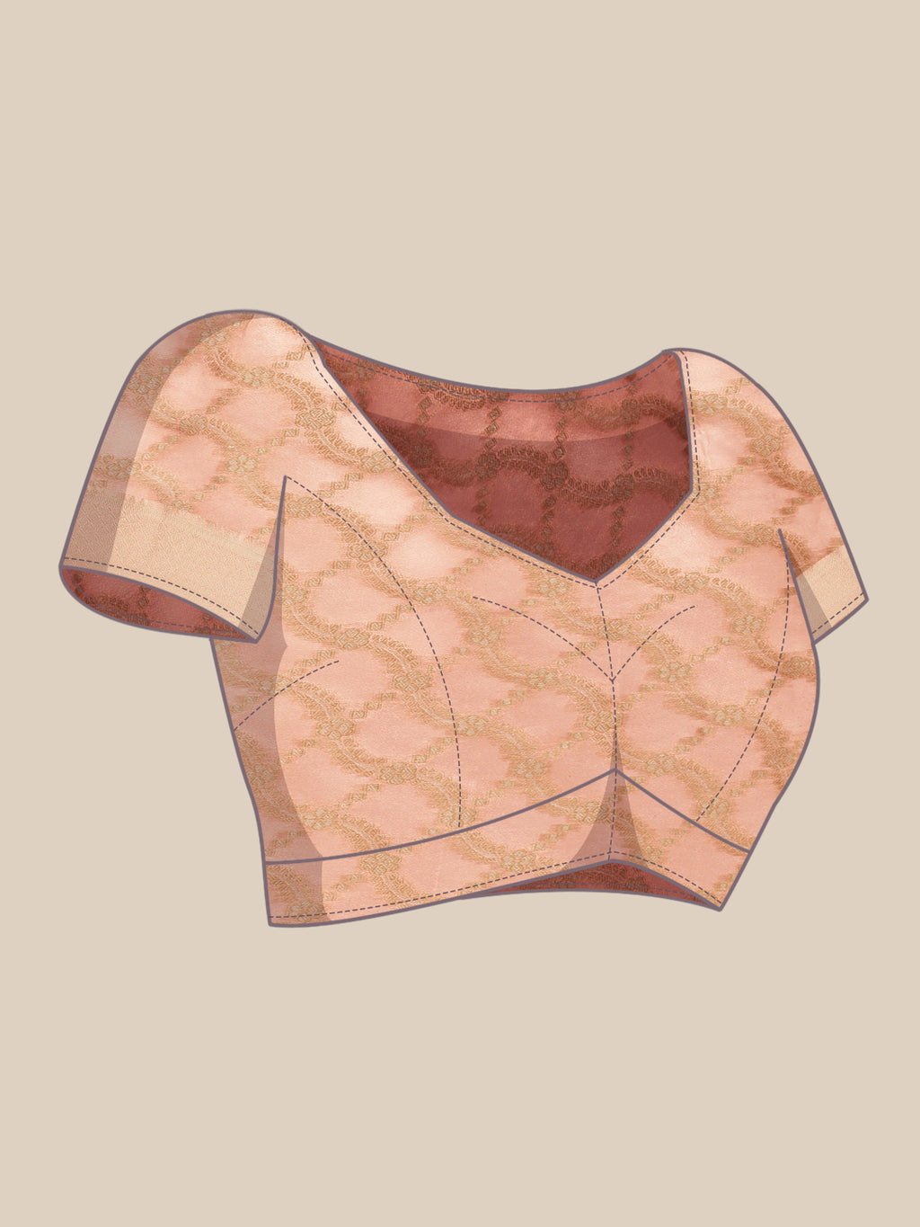 Silk Blend Peach WovenDesign DesignerSaree With Blouse Piece