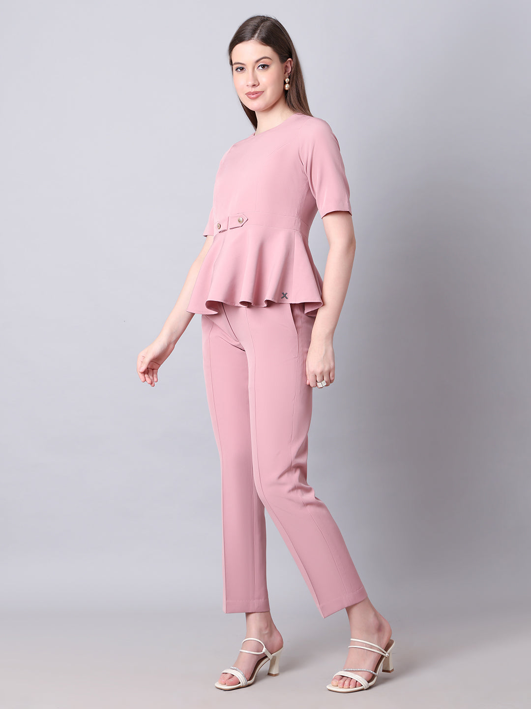 Exude Her Legacy A-Line Top with Waist Detail, Paired With Matching Straight Fit Trouser