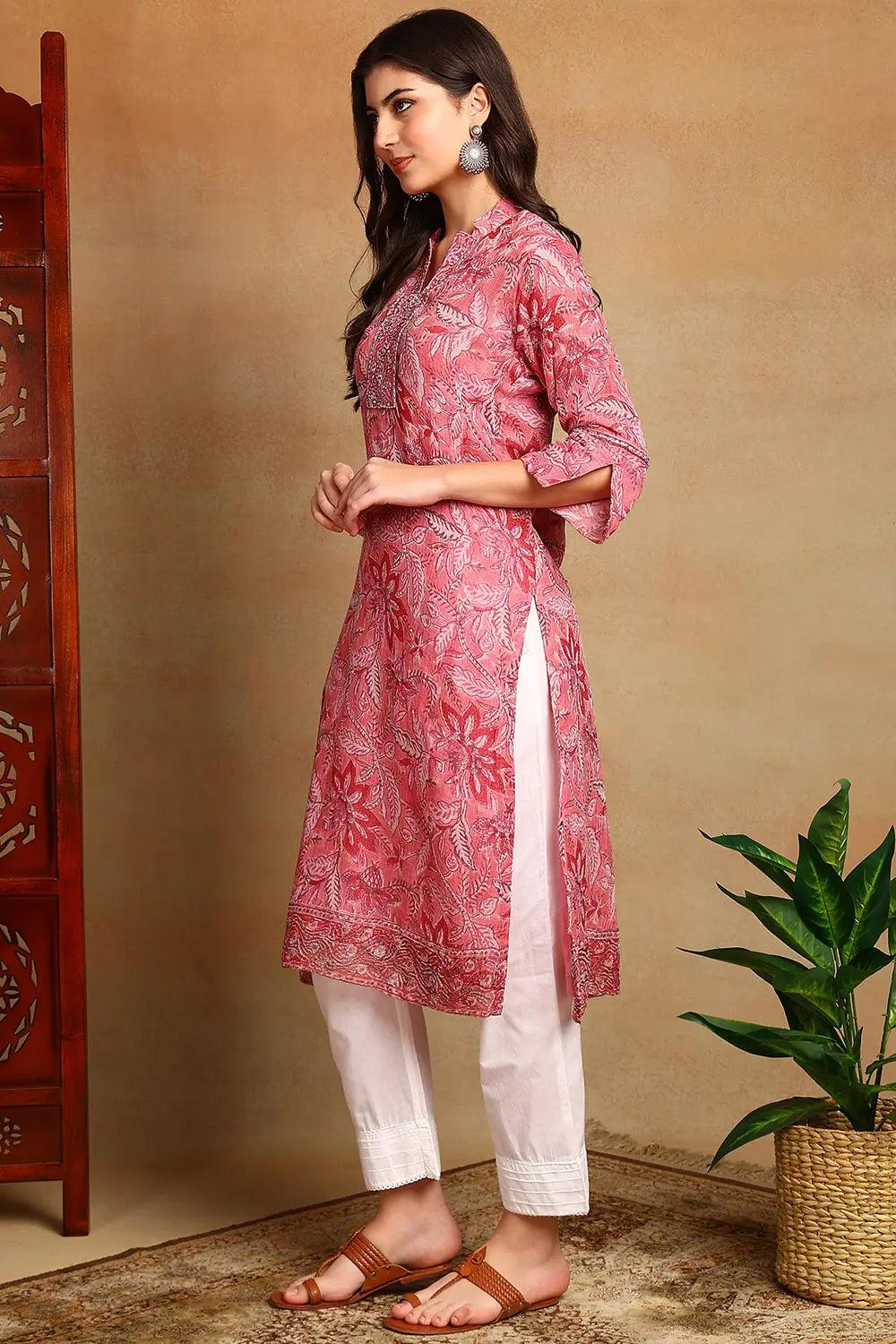 Pink Kota Doria Kurta