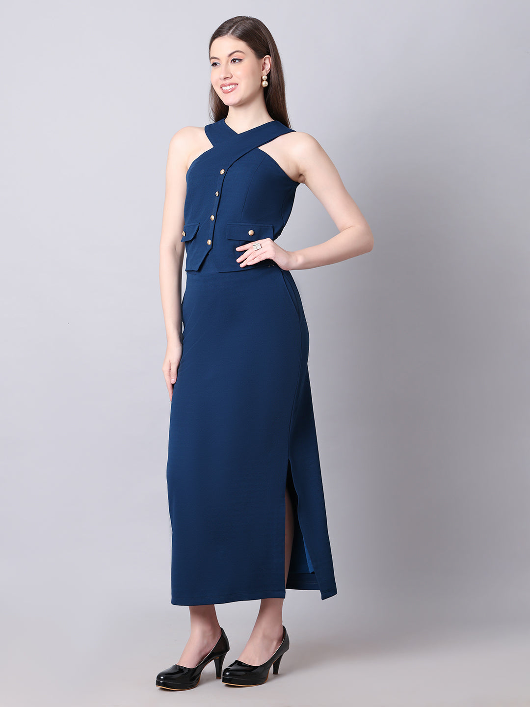 Exude Runway-Ready Long Skirt with Halter Top