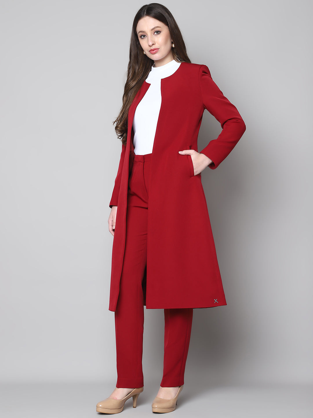 Exude Phoenix Rising Long Blazer and Straight Fit Trouser