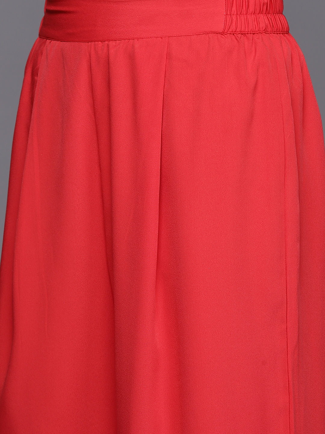 Red Solid Kurta Palazzo Set With Dupatta