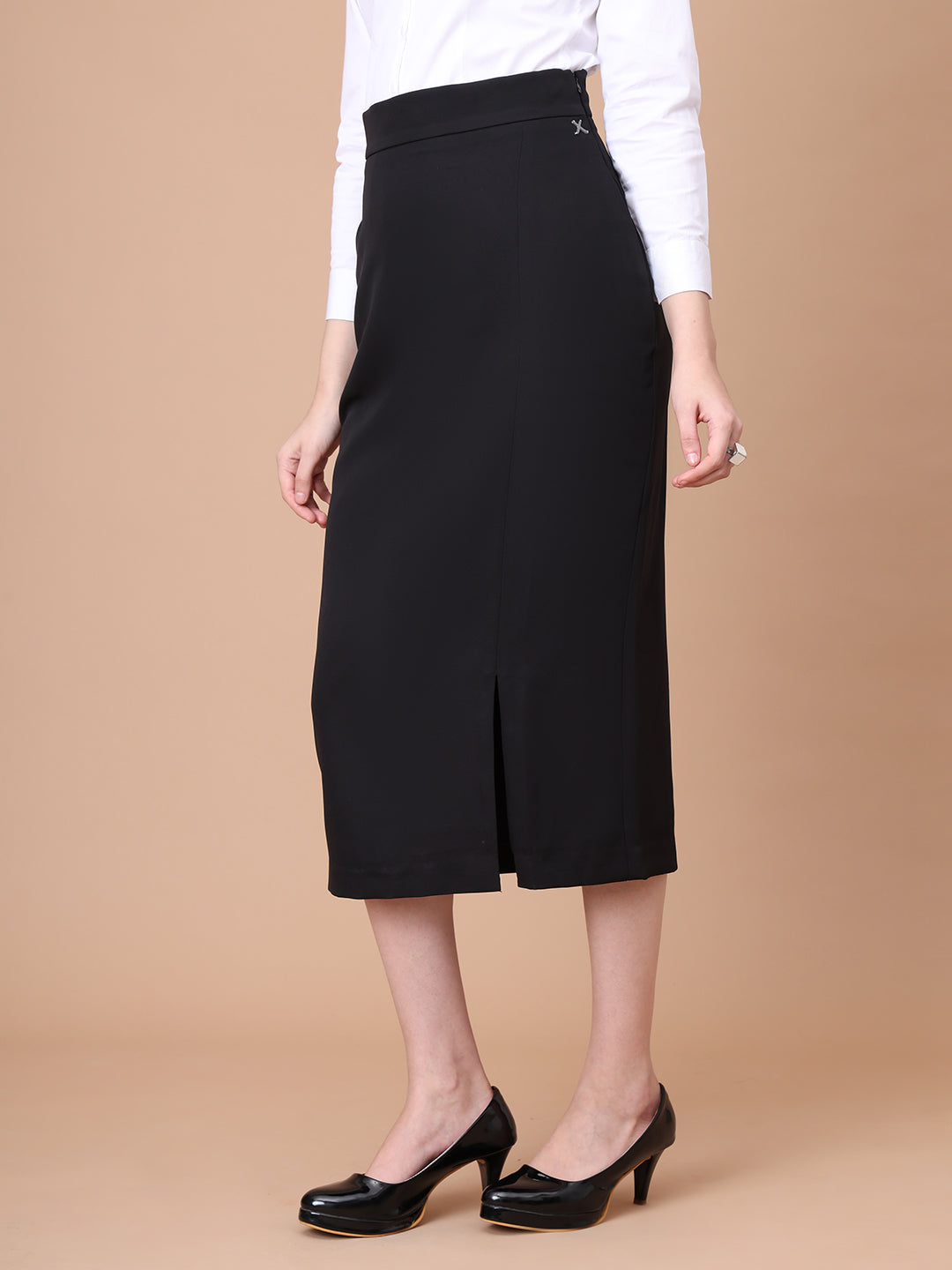 Exude Unstoppable Grace Midi Skirt With Front Slit