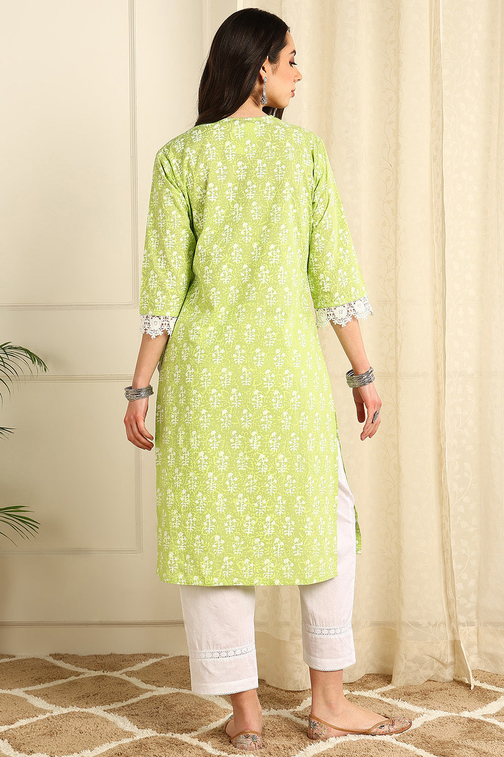 Florescent Green Straight Kurta