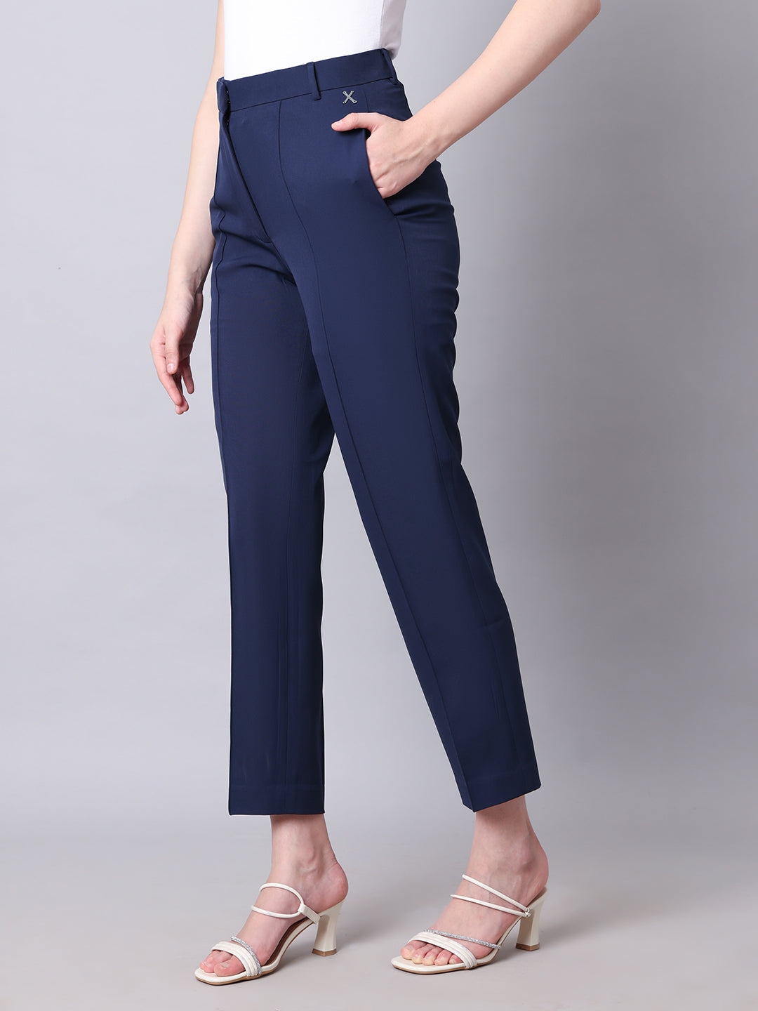 Exude Timeless Threads Straight Fit Trousers with Pockets