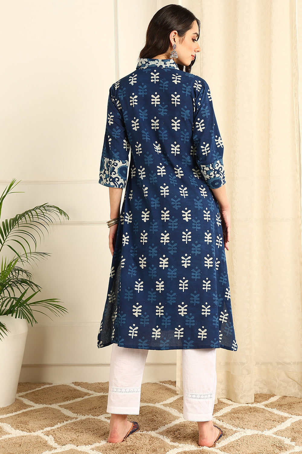 Indigo Blue Straight Bagru Kurta