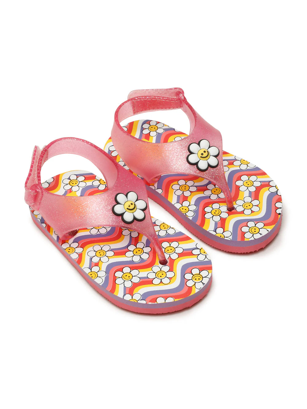 Premium Waves Jellies Flip-flops With Glitter- Pink (Girls)