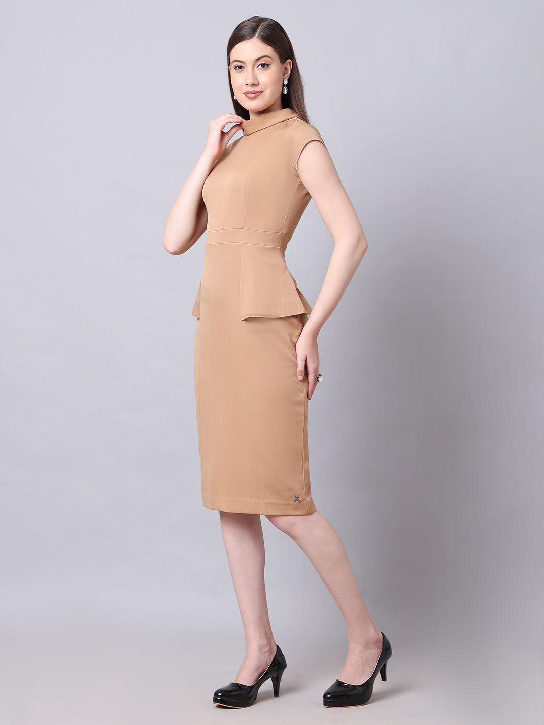 Exude Bold & Beautiful High neck Dress with Cap Sleeves