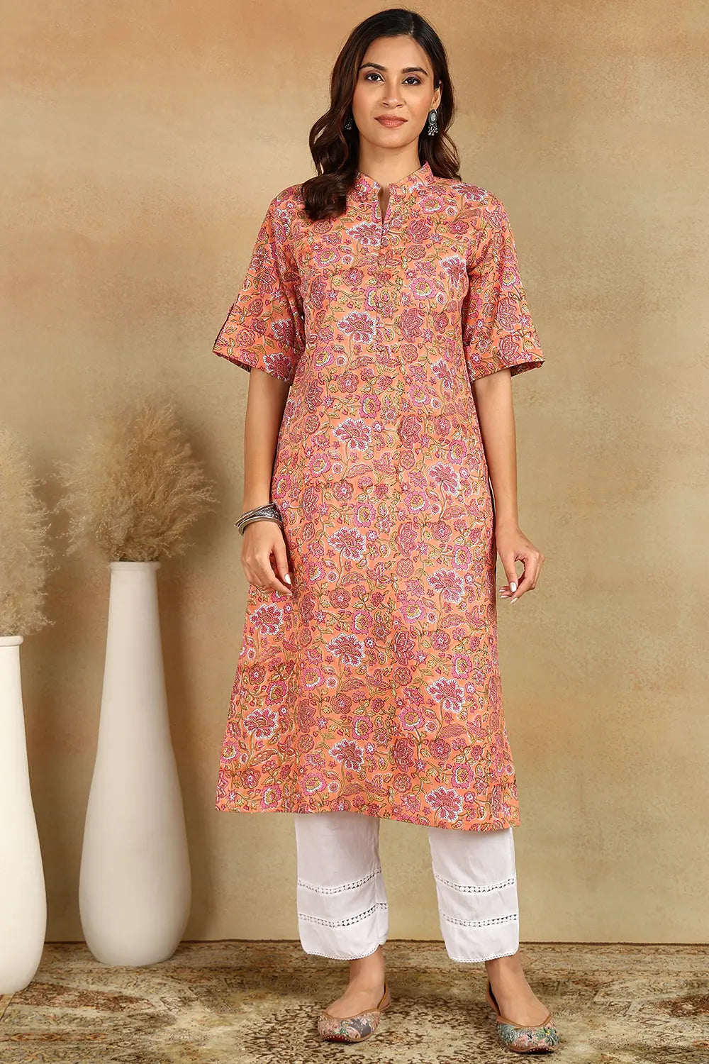 Crimson Half Sleeves Kurta