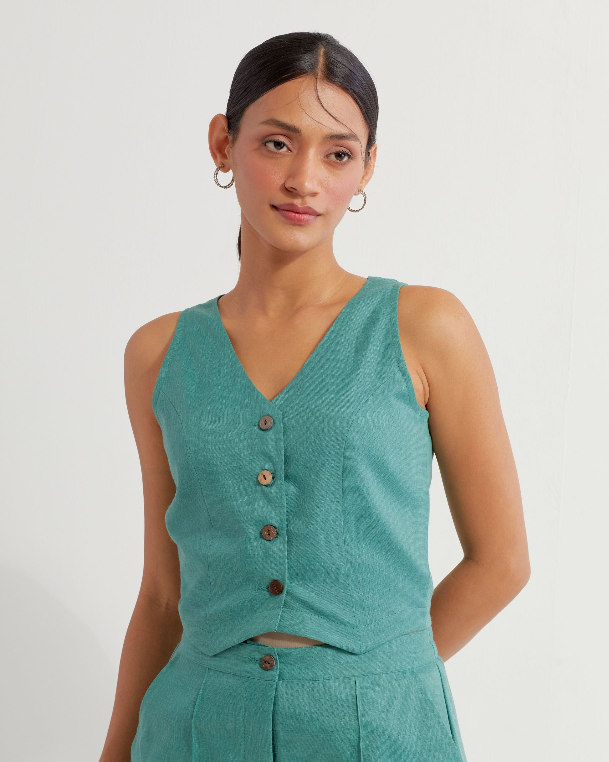 Green Anne Co-ord Set (Set of 2)- IC
