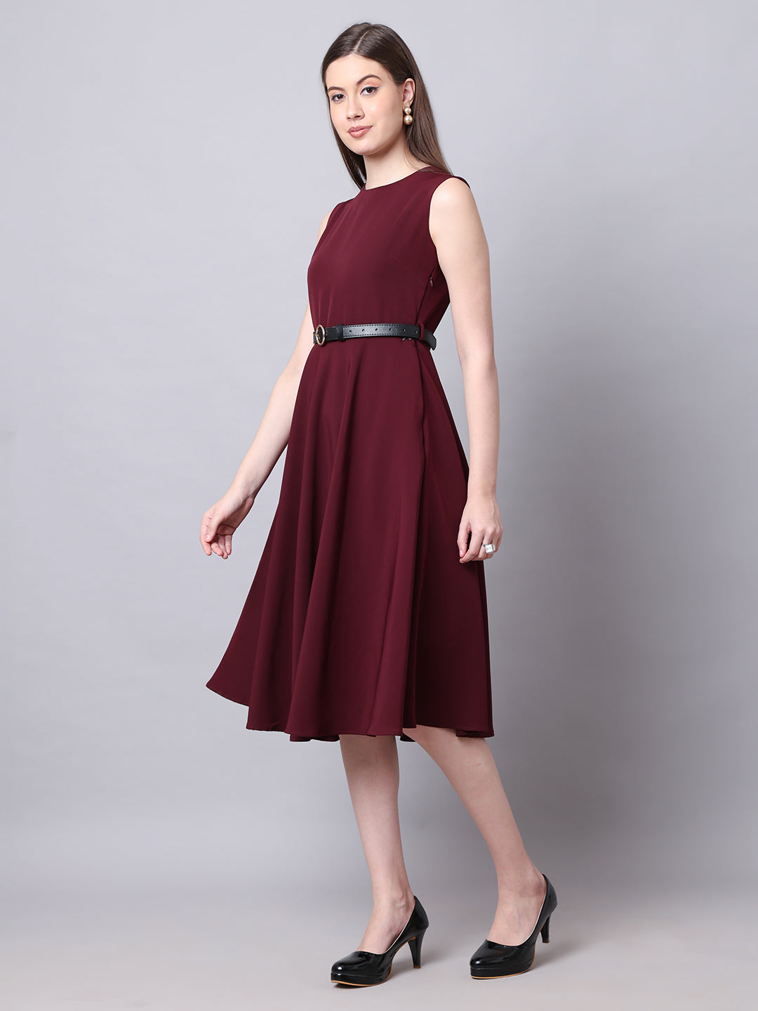 Exude Warmth Fit & Flare Dress with Belt