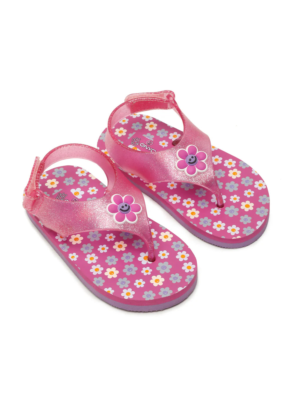 Premium Flower Jellies Flip-flops With Glitter- Purple (Girls)