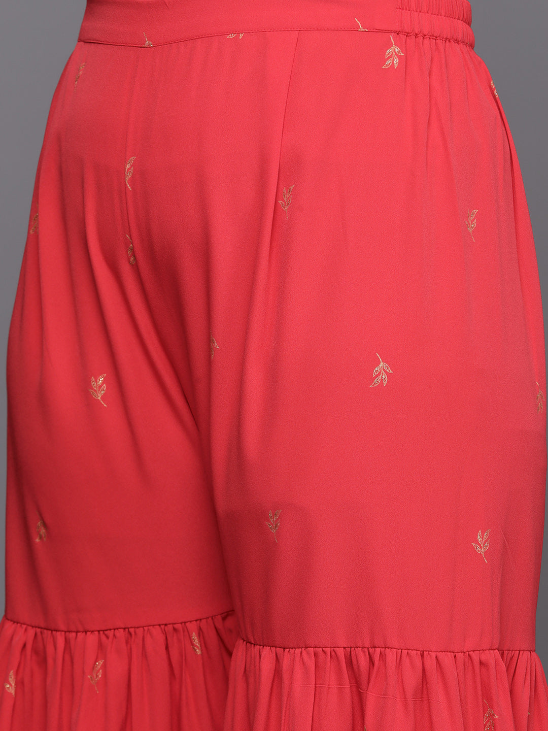 Red & Gold Plus Size Printed Ethnic Co-Ords