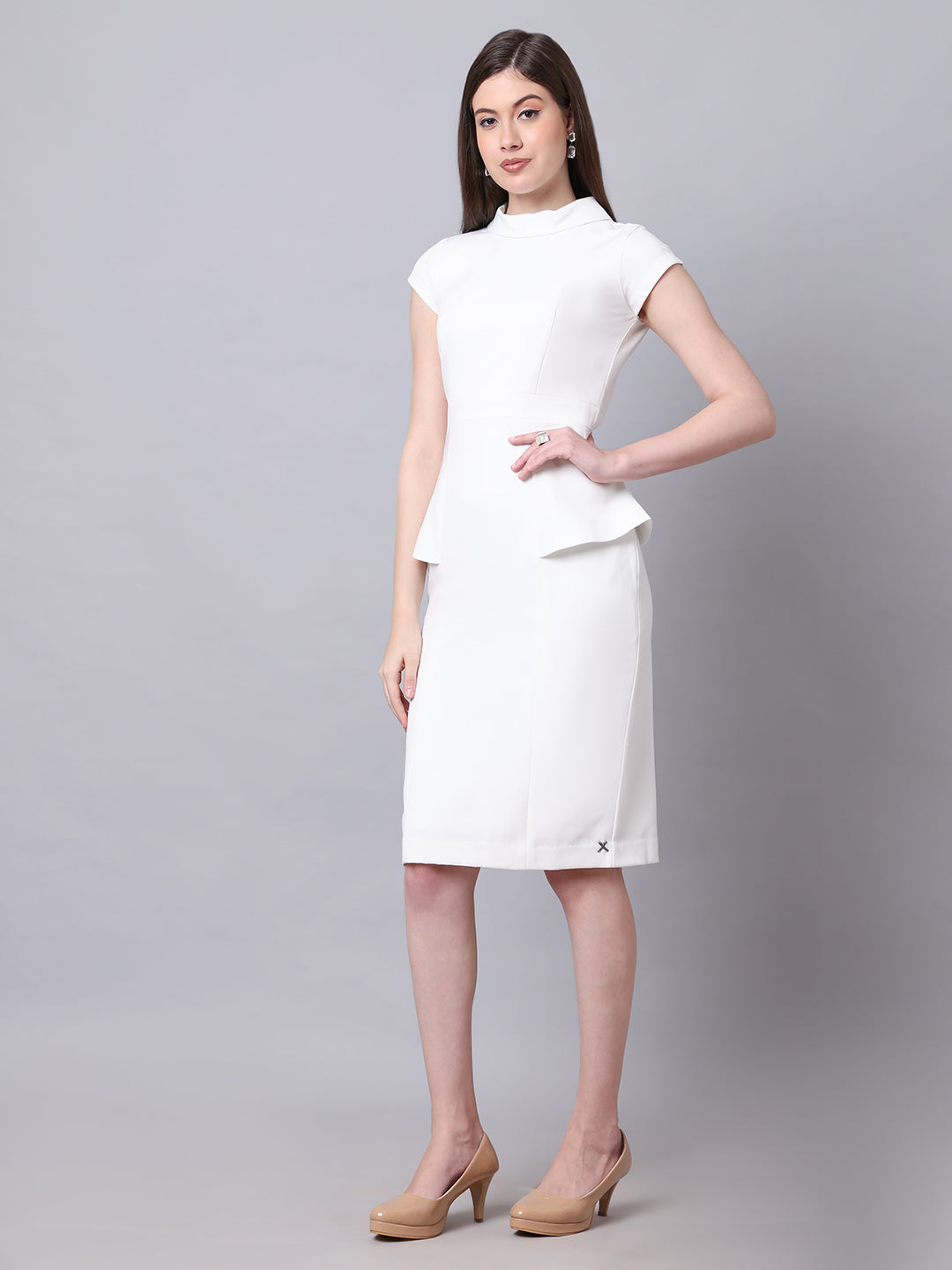 Exude Bold & Beautiful High neck Dress with Cap Sleeves