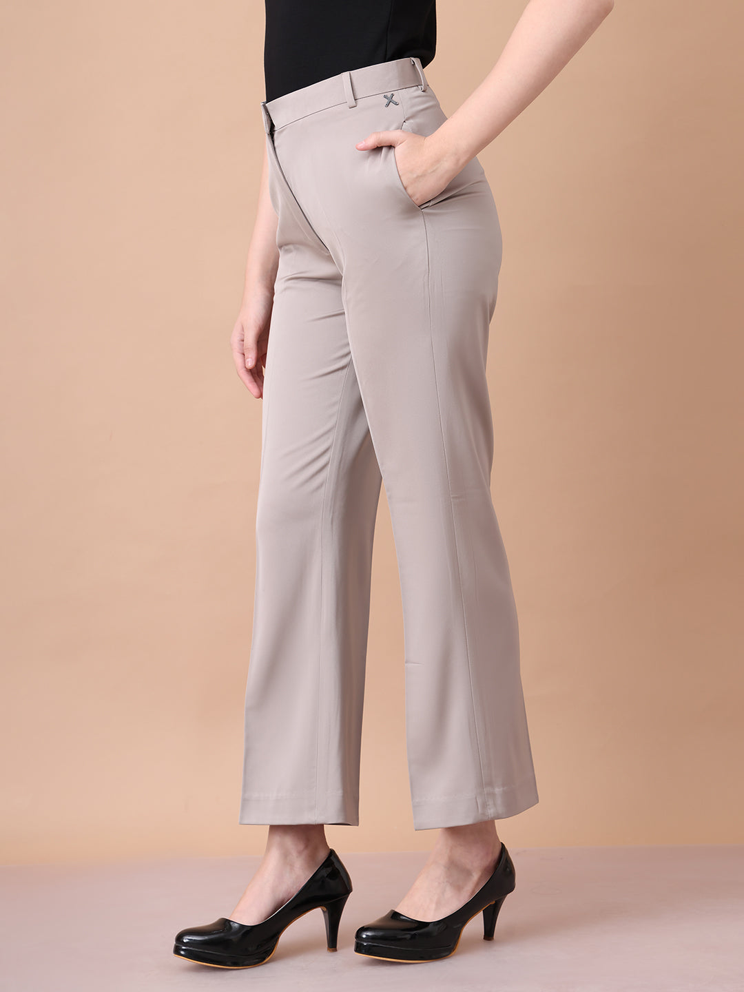 Exude Soulful Styles Straight Fit Matt Satin Trouser