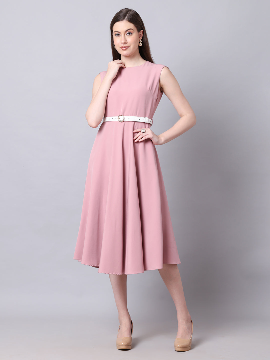 Exude Warmth Fit & Flare Dress with Belt