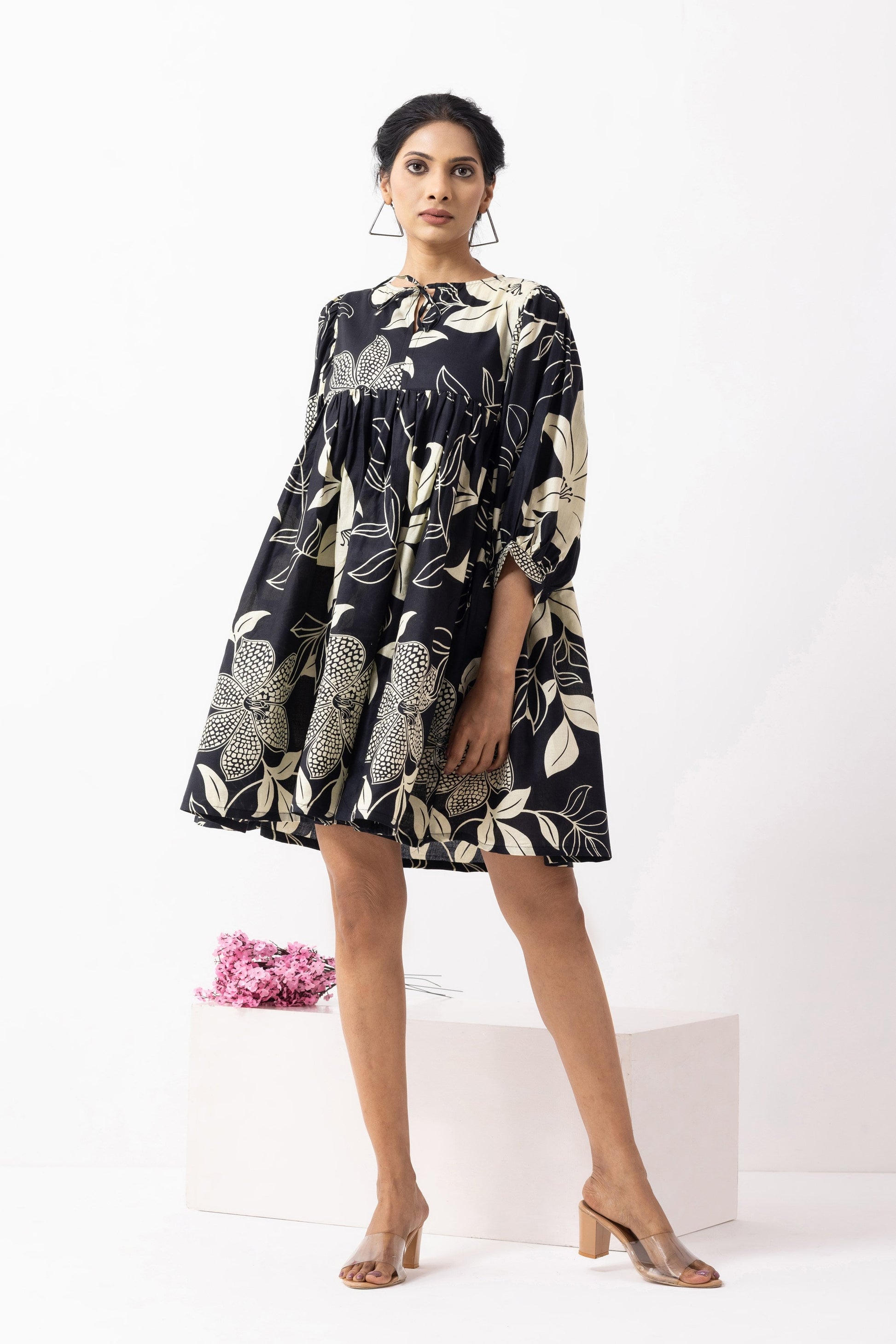 Black Block Printed Tahiti Dress- IC