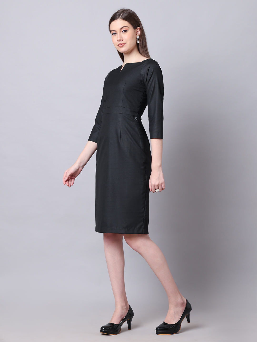 Exude Mystique Moments Suiting Fabric Square Neckline dress