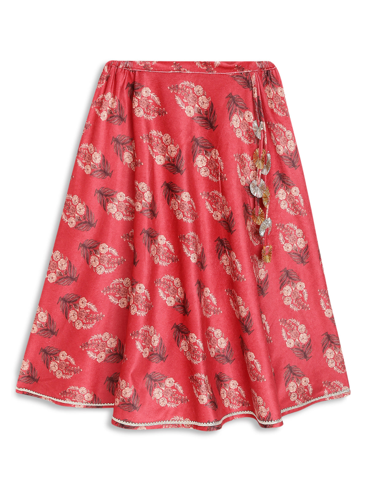 Red Floral Printed Velvet Ready to Wear Girls Lehenga Choli