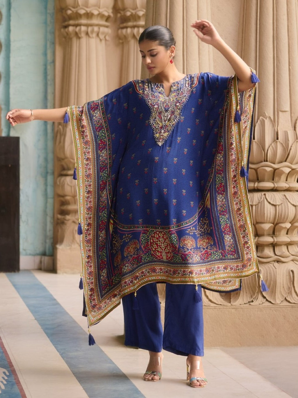 Aster Hibis Premium Full Work Kaftan Pant Set