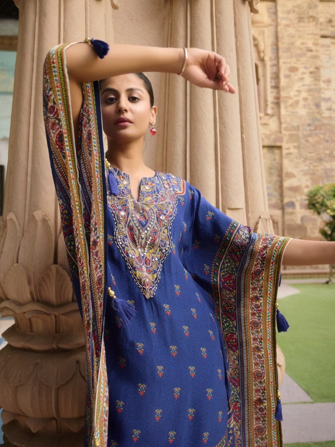 Aster Hibis Premium Full Work Kaftan Pant Set