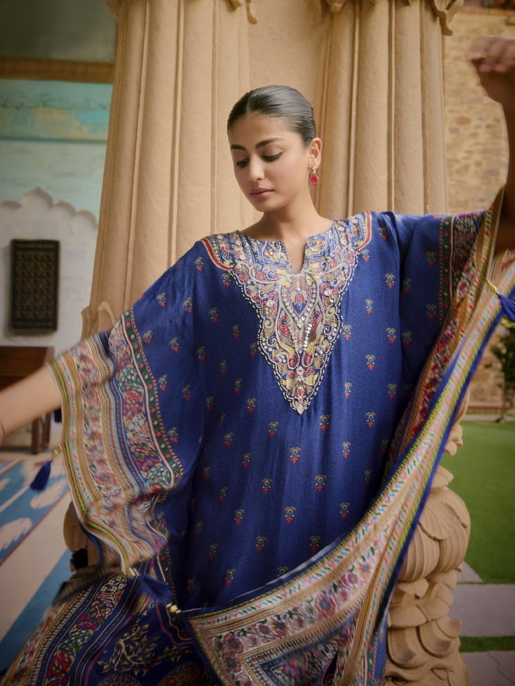 Aster Hibis Premium Full Work Kaftan Pant Set