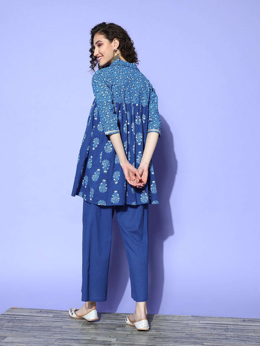 Blue Pure Cotton Tunic & Palazzos Ethnic Co-Ords