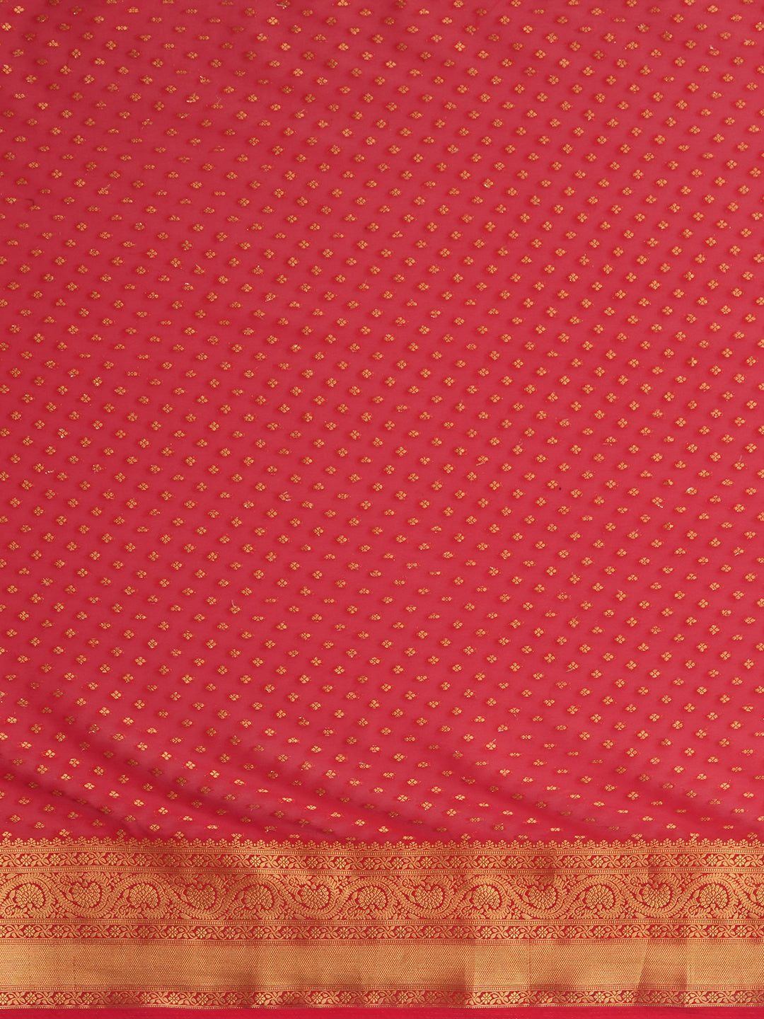 Georgette Red Woven Design Designer Saree With Blouse