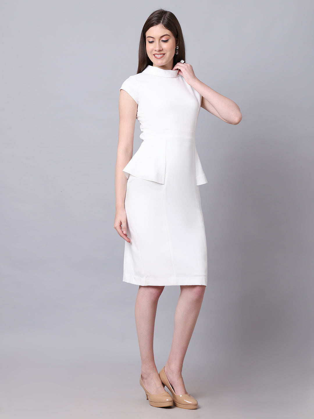 Exude Bold & Beautiful High neck Dress with Cap Sleeves