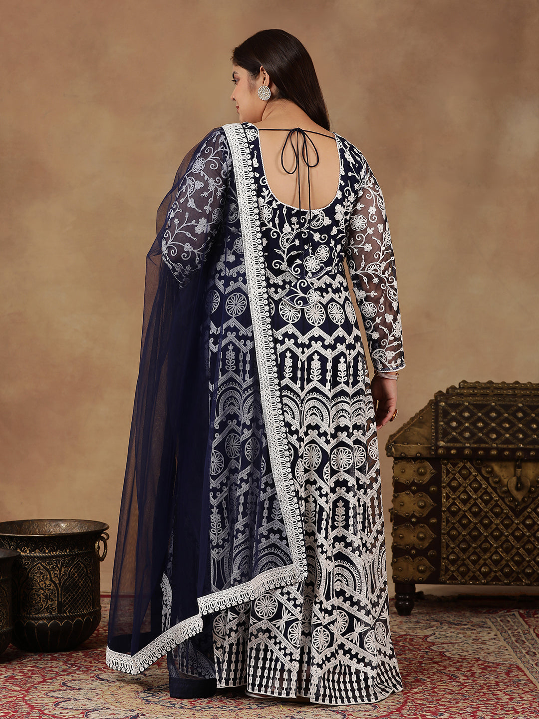 Royal Blue Women Ethnic Motifs Printed Kurta - ID