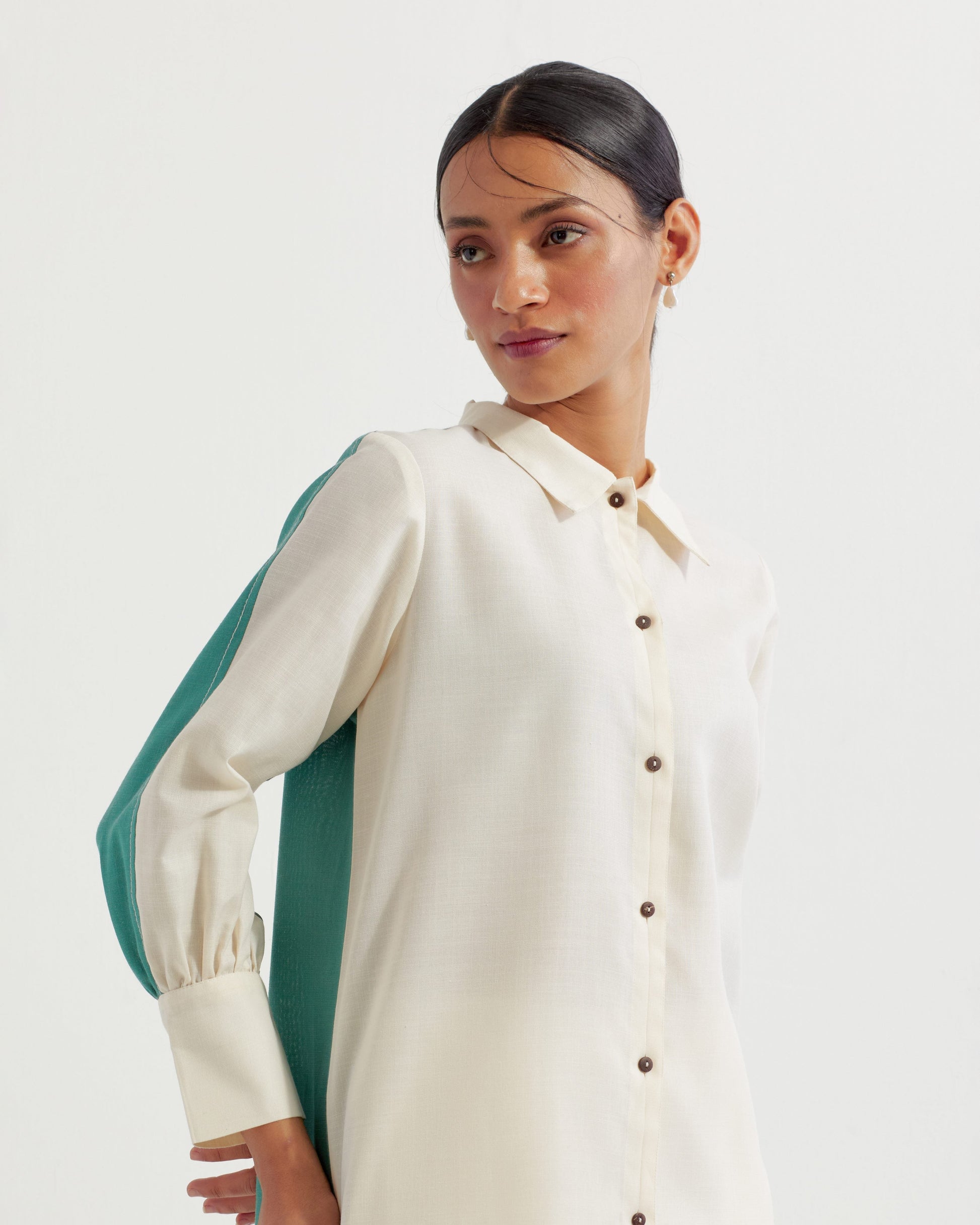 White/Green Caroline Co-ord Set (Set of 2)- IC